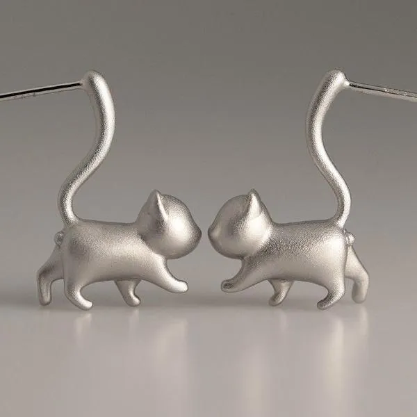 Cute Cat Design Playful Earrings