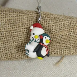 Cute Snowman & Penguin Pendant Necklace