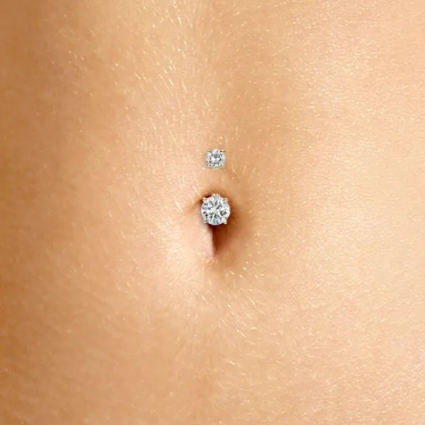 CZ Prong Solitaire Navel Ring by Maria Tash in 14K Yellow Gold