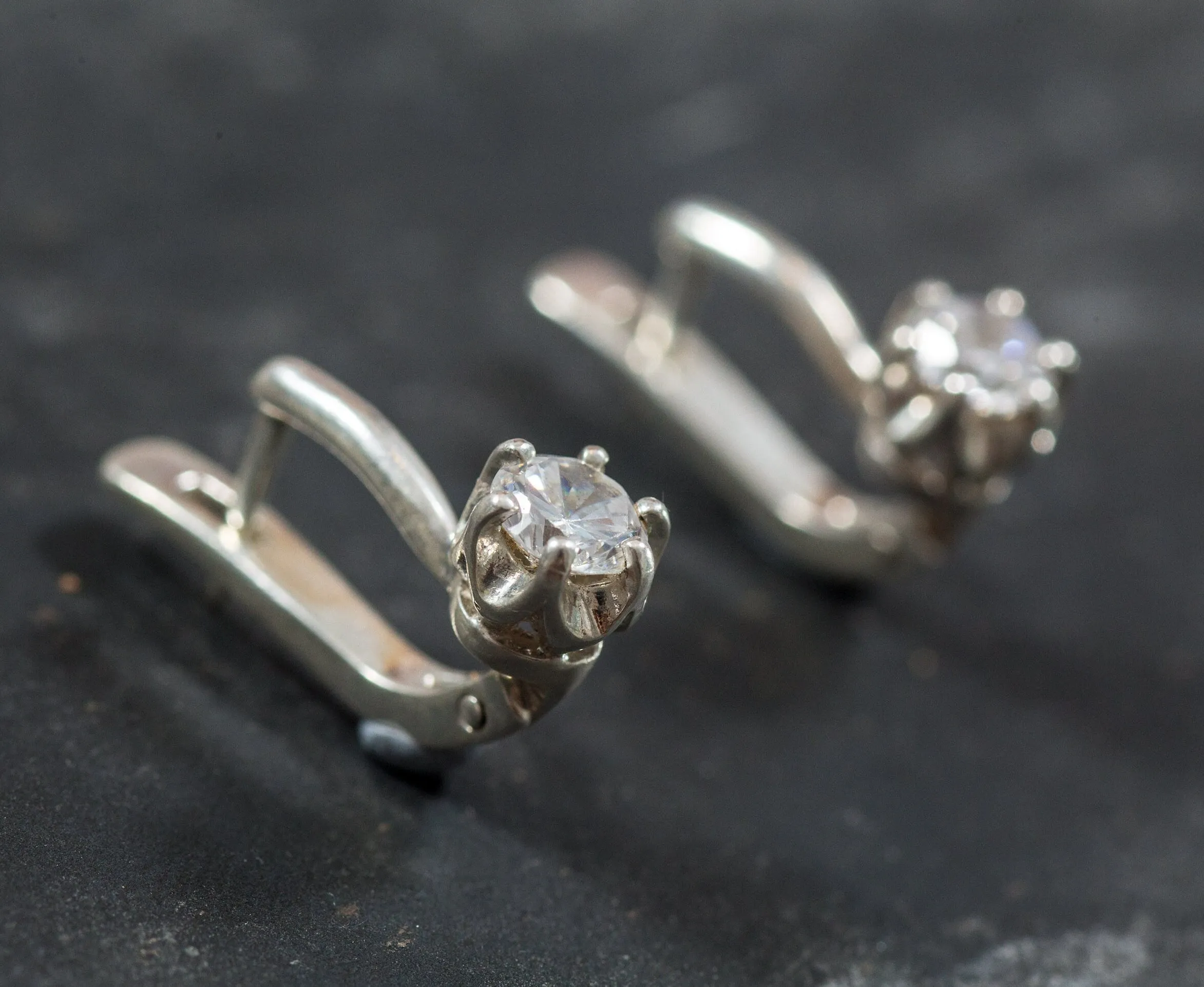 Dainty Diamond Earrings - Sparkly Drop Earrings - Minimalist Diamond Studs