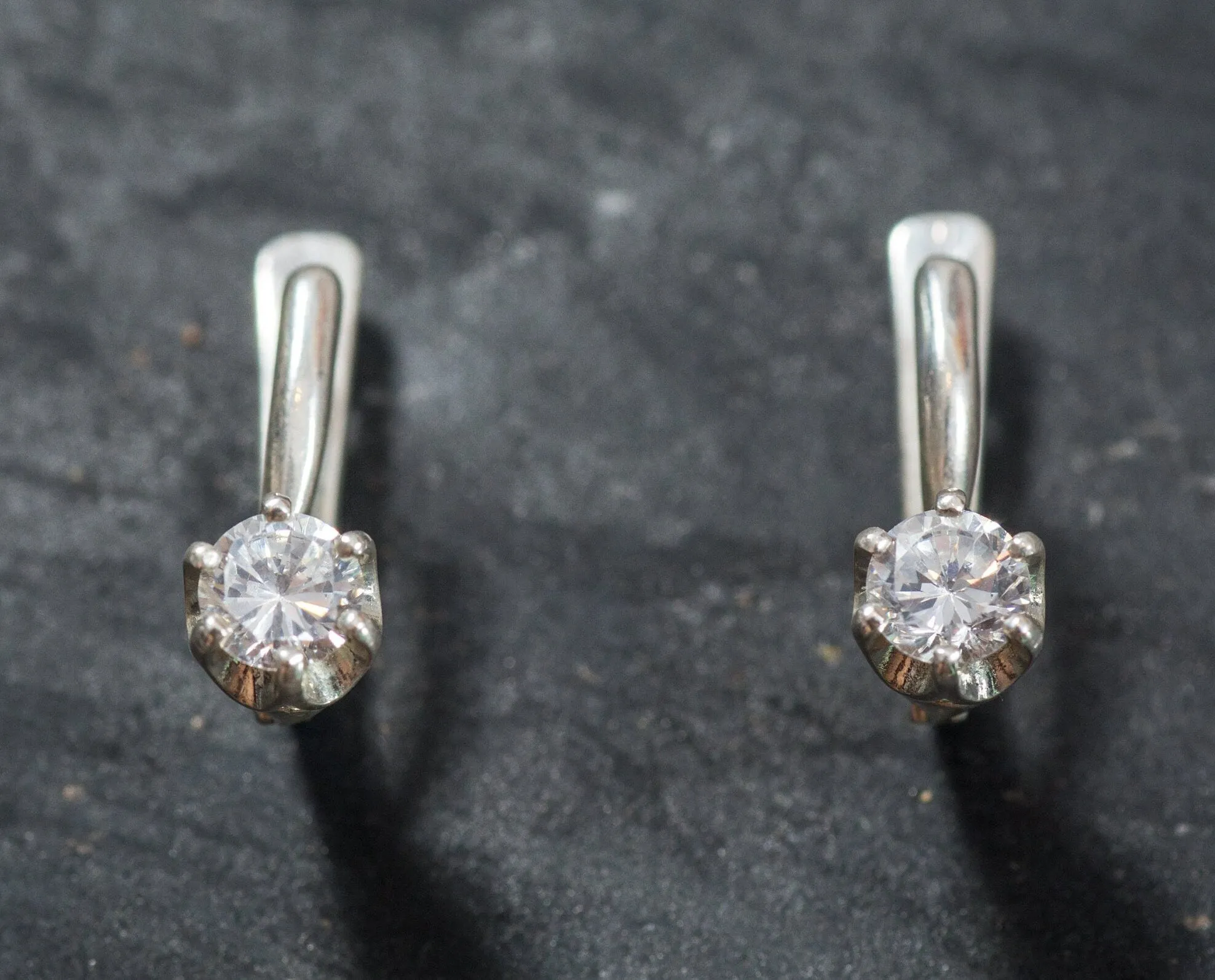 Dainty Diamond Earrings - Sparkly Drop Earrings - Minimalist Diamond Studs