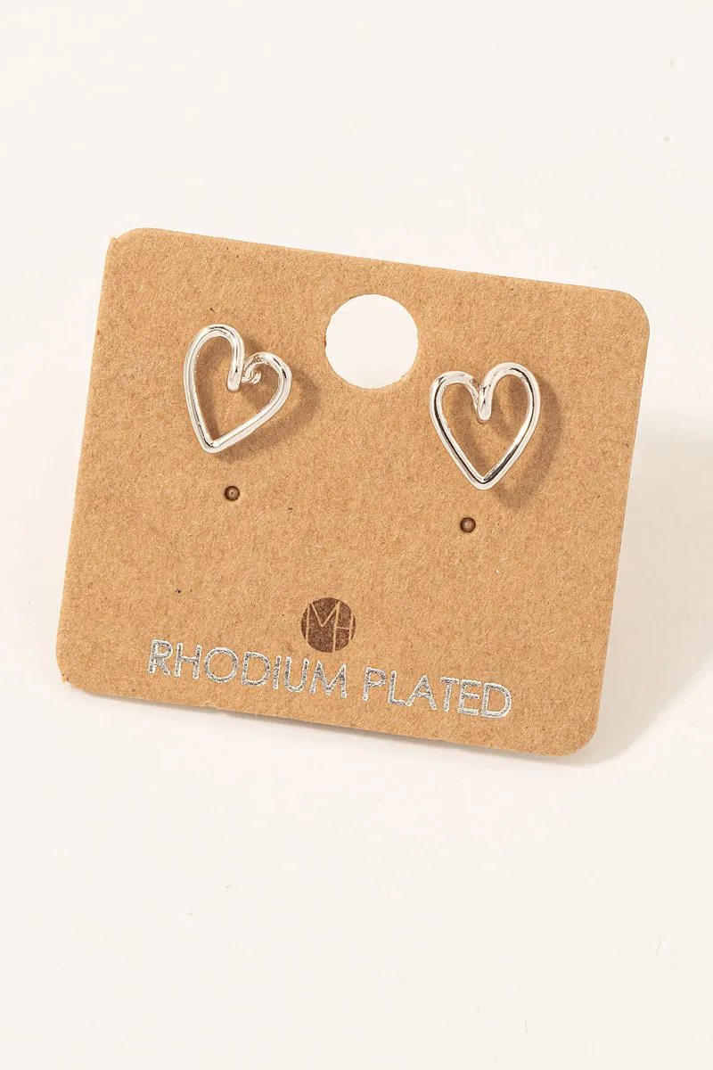 Dainty Hollow Heart Stud Earrings (Gold/Silver)