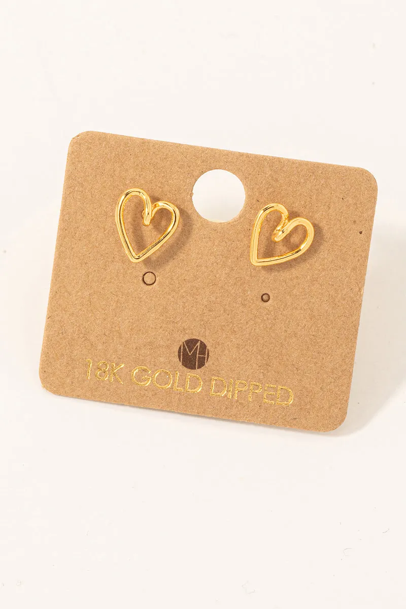 Dainty Hollow Heart Stud Earrings (Gold/Silver)