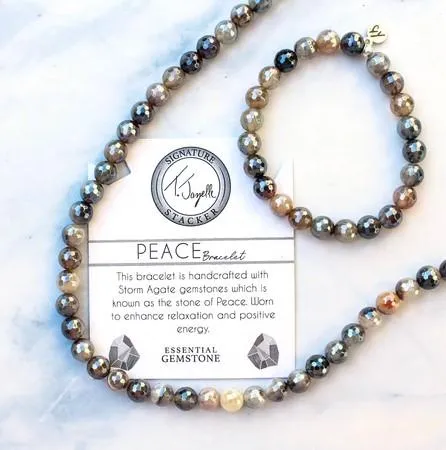 Defining Bracelet- Peace Bracelet with Storm Agate Gemstones