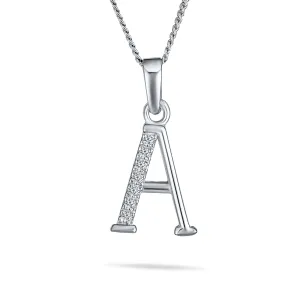 Delicate ABC CZ Initial Pendant Necklace in Sterling Silver with Pave Zirconia