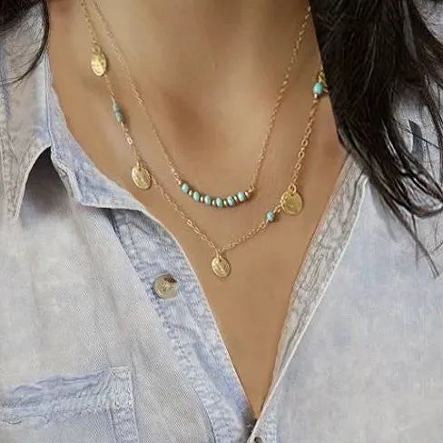 Delicate Delights The Turquoise Necklace With Golden Charms