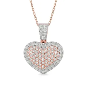 Diamond 1 1/2 ct tw Heart Pendant in 10K Pink Gold With White Gold Touch