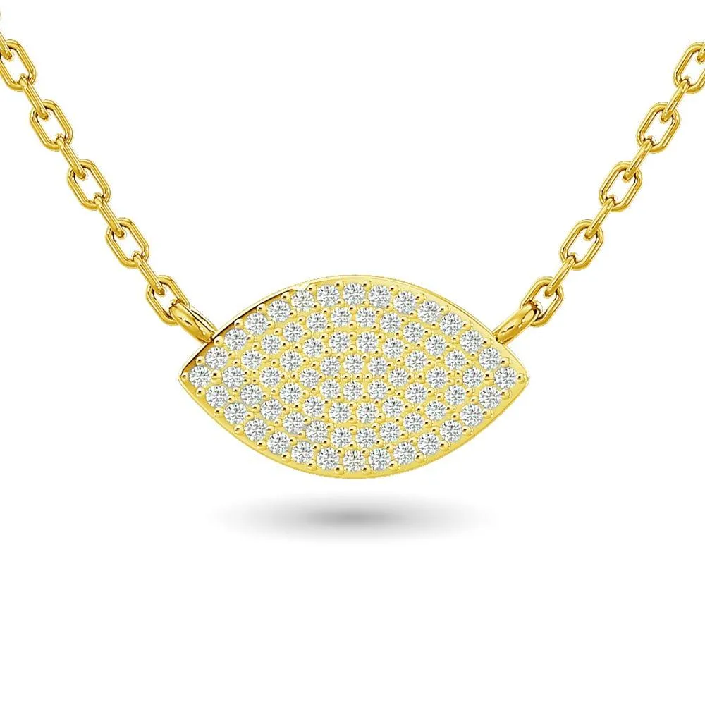 Diamond Eye Shape Necklace 1/5 ct tw in 10K Yellow Gold