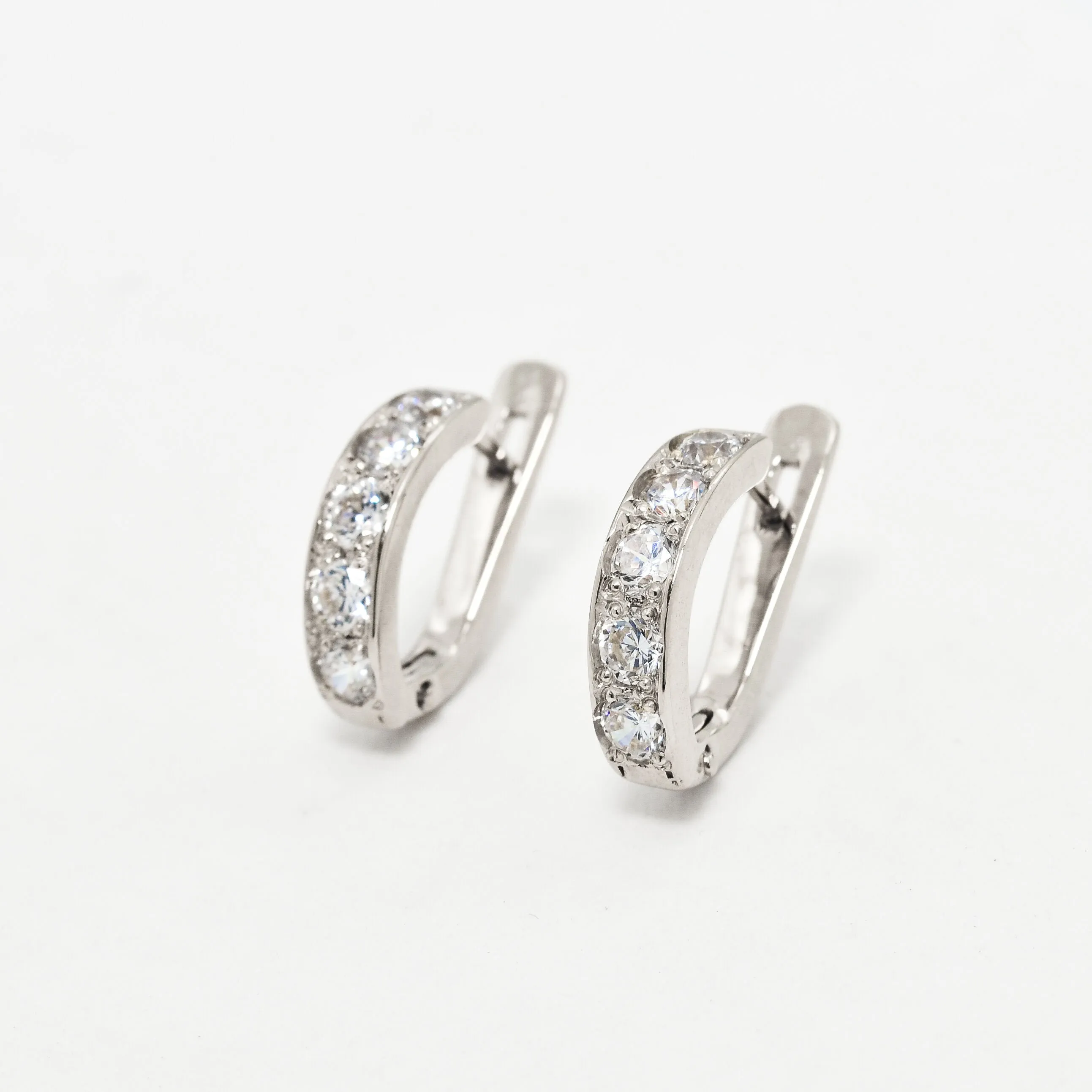 Diamond Huggies - Dainty White Hoops, Dainty Hoop Earrings