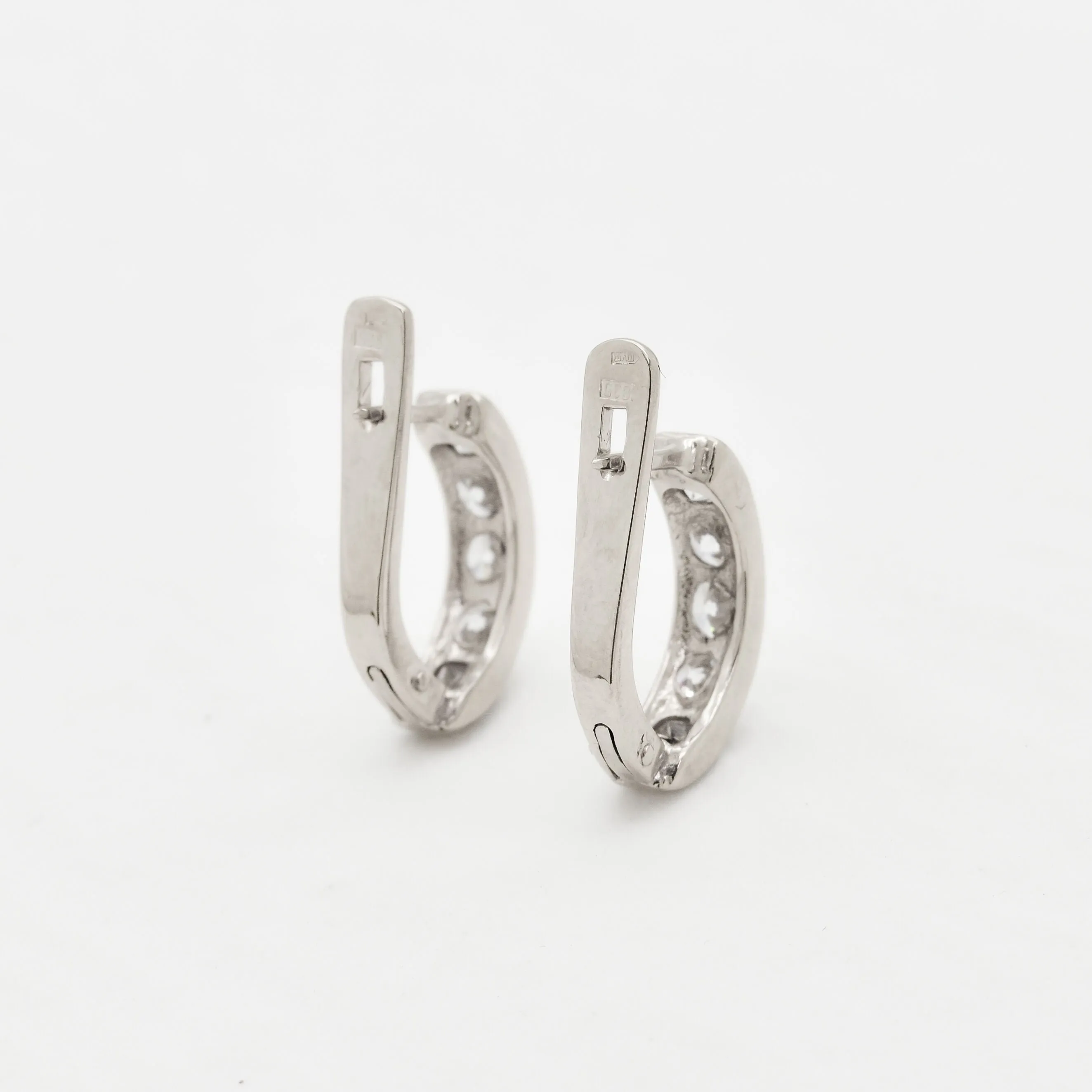 Diamond Huggies - Dainty White Hoops, Dainty Hoop Earrings