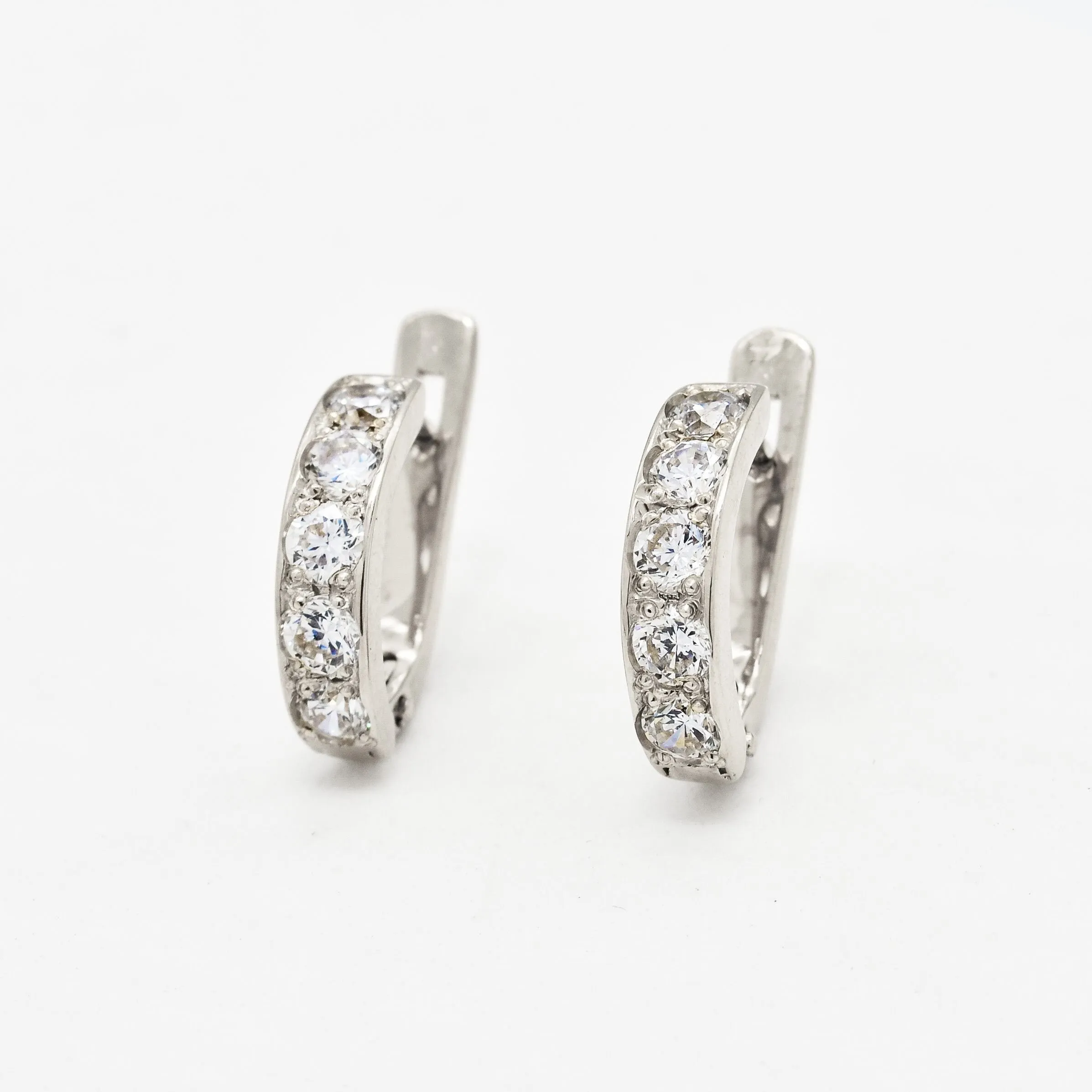 Diamond Huggies - Dainty White Hoops, Dainty Hoop Earrings