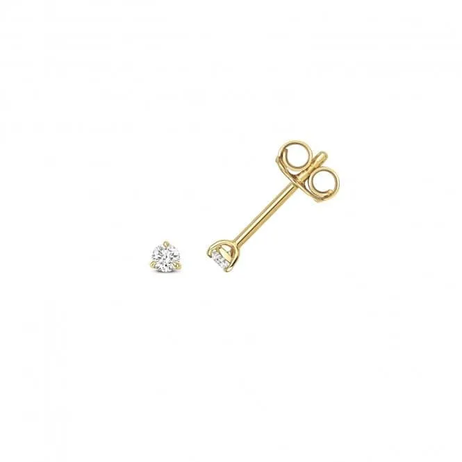 Diamond Jewellery 18ct Gold Diamond 3 Claw Earring Studs EDQ336