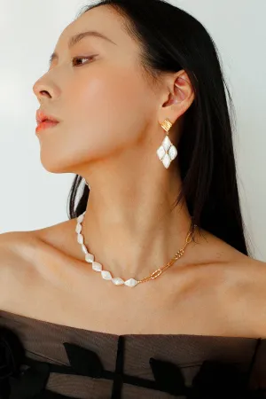 Diamond-Shaped Baroque Pearl Chain Necklace