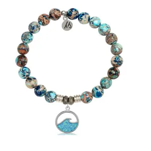 Earth Jasper Stone Bracelet with Deep as the Ocean Sterling Silver Charm