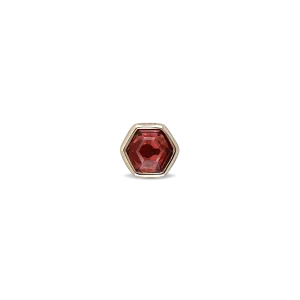 Ela •  14K Gold Hexagon Gemstone Threadless Ends • Garnet