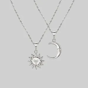 ELIN. Sun & Moon Layering Necklaces - Silver