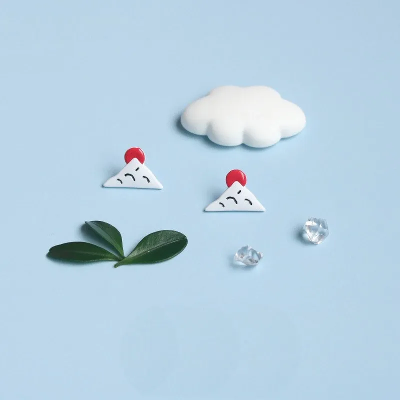 Enamel Mount Fuji earrings