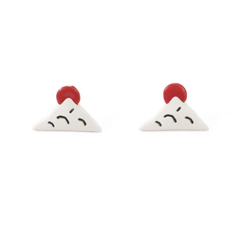 Enamel Mount Fuji earrings