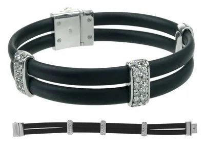 Enrapture Vertical - Black Rubber with CZ Bracelet