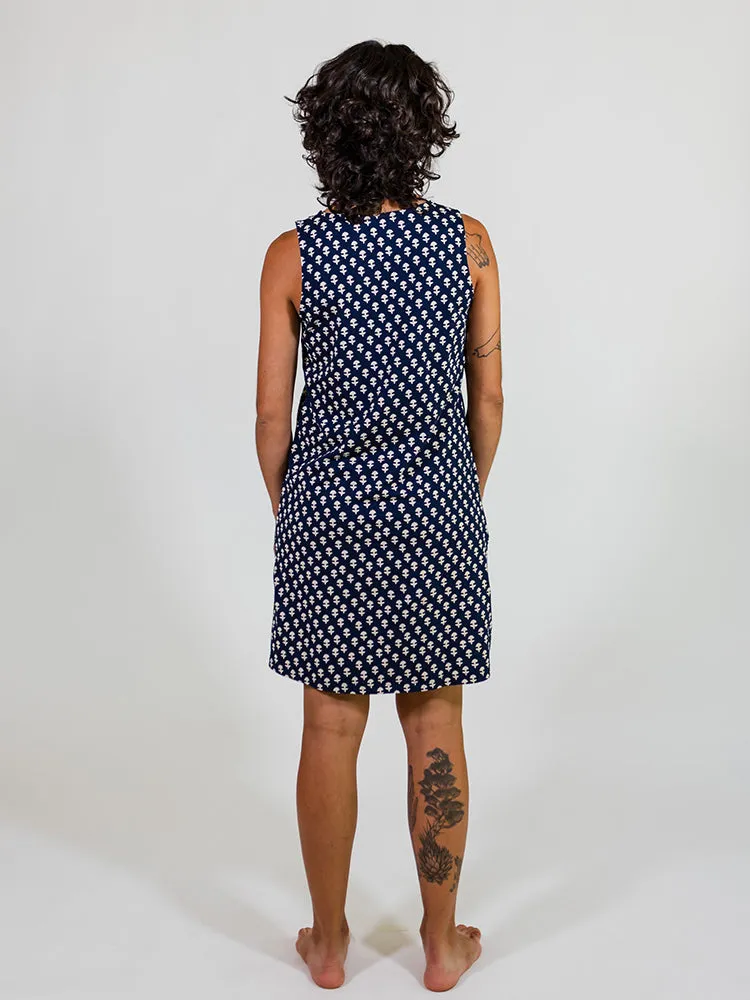 Evanston Dress - Micro Floral Navy