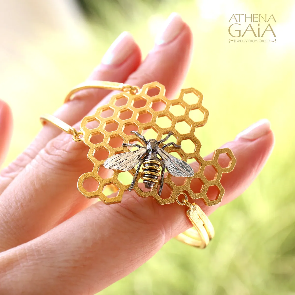 Faithful Honey Bee and Comb Organic Bracelet (Large)