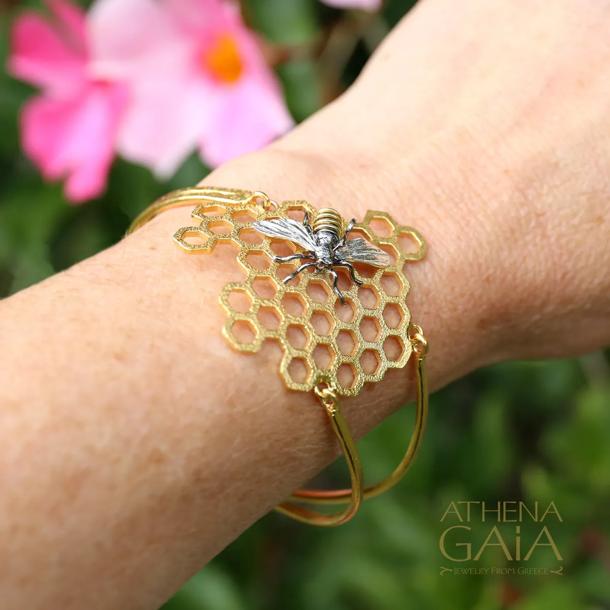 Faithful Honey Bee and Comb Organic Bracelet (Large)