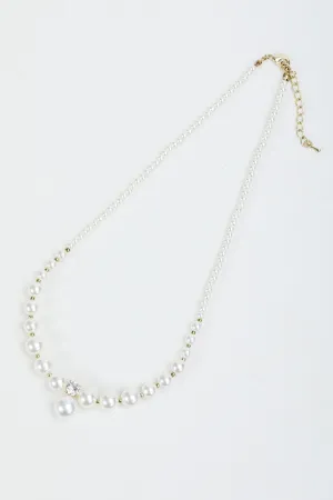 Faux Pearl & Gold Bead Necklace