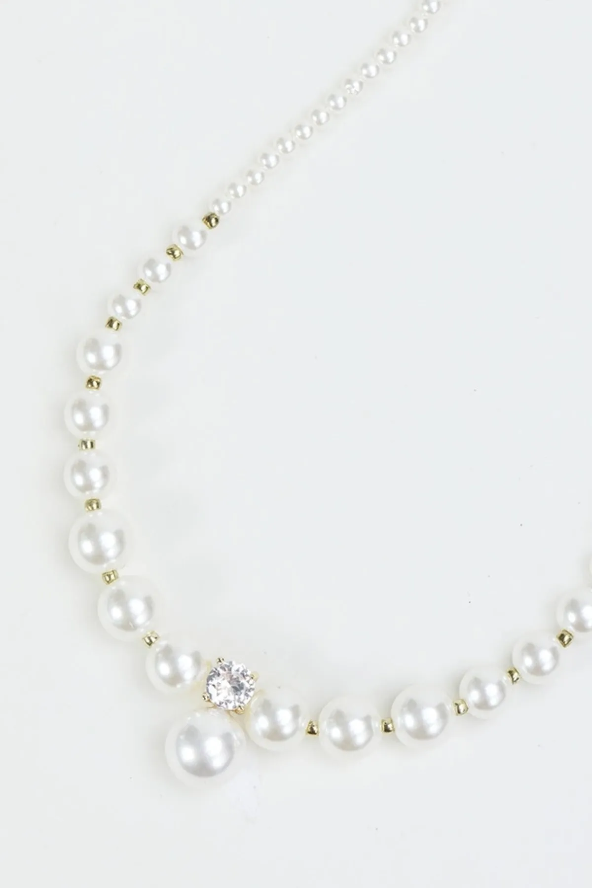 Faux Pearl & Gold Bead Necklace