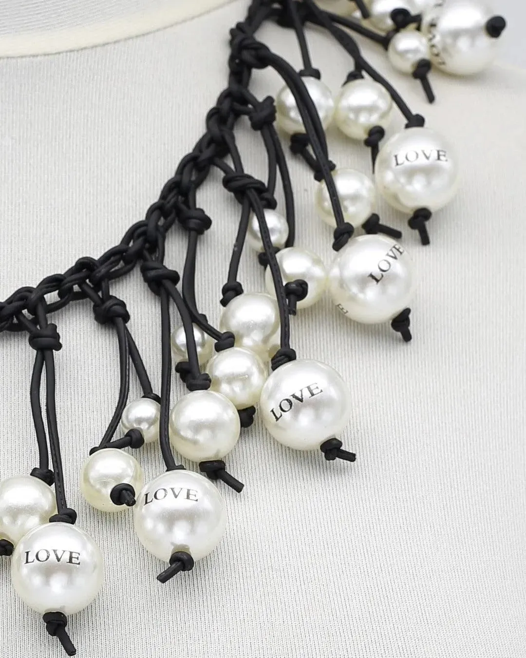 Faux Pearl Cape Necklace, Love Letter