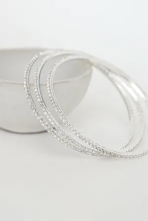 FINAL SALE - Kayla Silver Rhinestone Bracelet Set