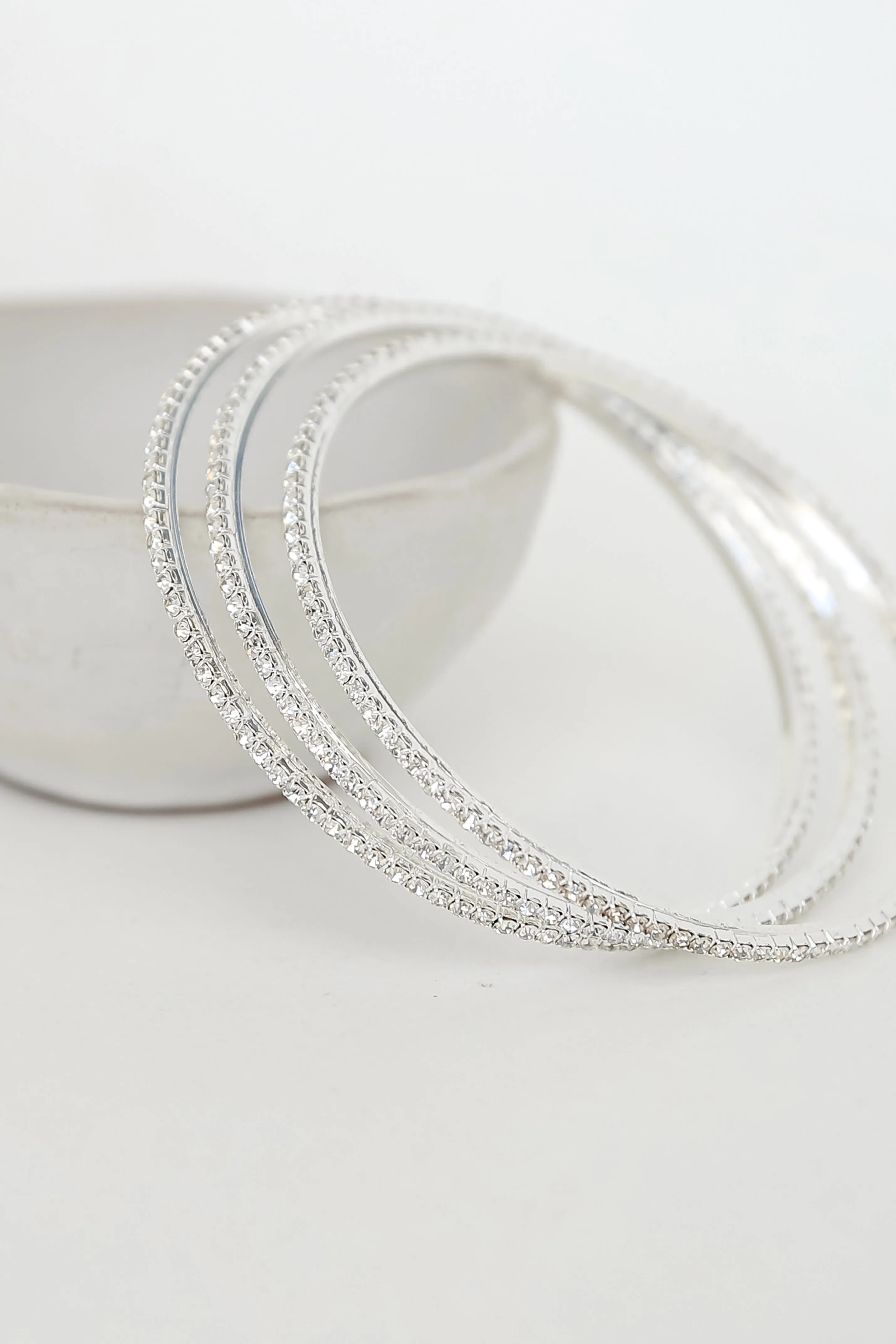 FINAL SALE - Kayla Silver Rhinestone Bracelet Set