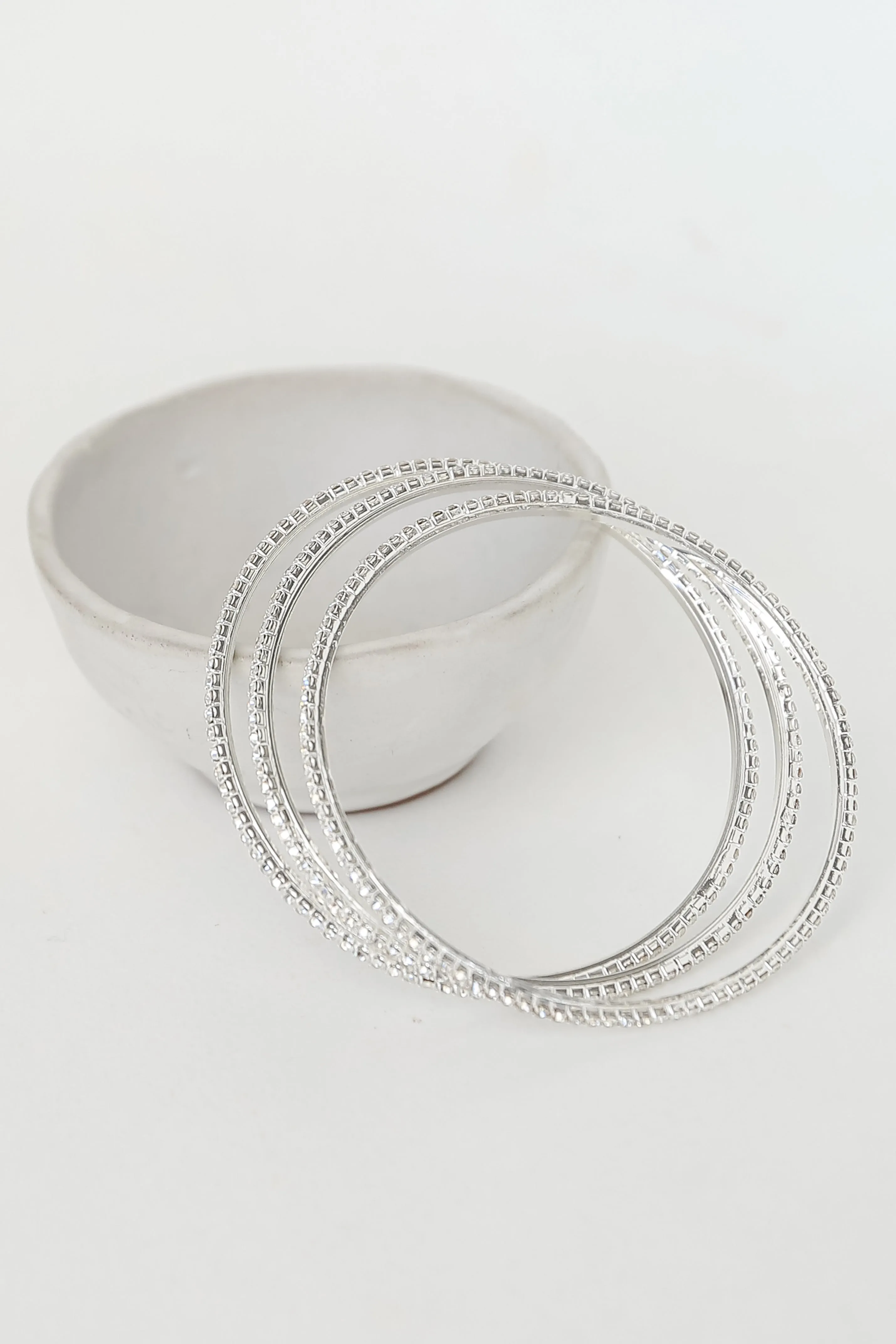 FINAL SALE - Kayla Silver Rhinestone Bracelet Set