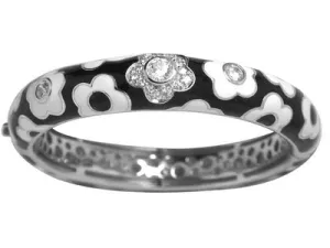 Fleur Stacks - Black Enamel with CZ Bangle