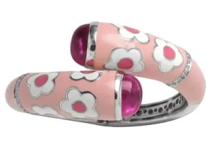 Fleur Twist - Pink Enamel with CZ Bangle