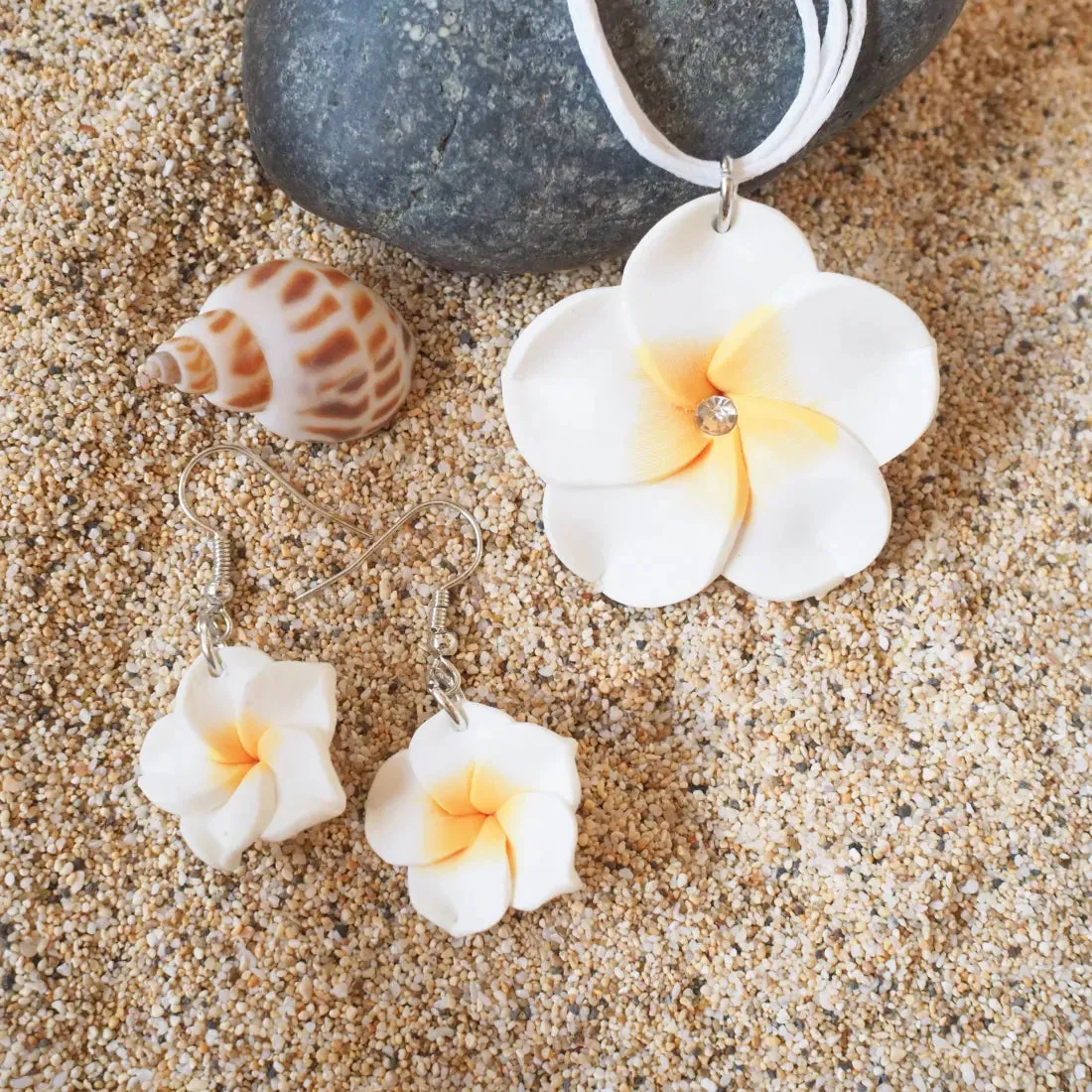 Flirty Plumeria White Drop Earrings