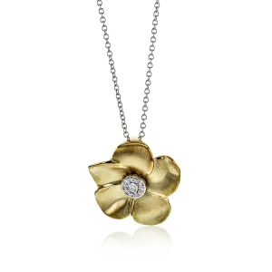 Flower Pendant Necklace in 18k Gold with Diamonds