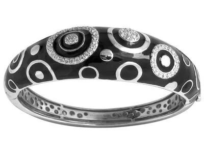 Galaxy - Black Enamel and Cubic Zirconia Bangle