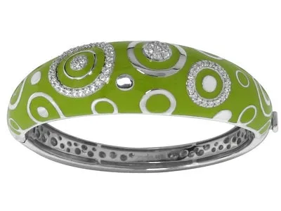 Galaxy - Green Enamel and Cubic Zirconia Bangle