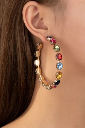 Gem Stone Hoop Earrings