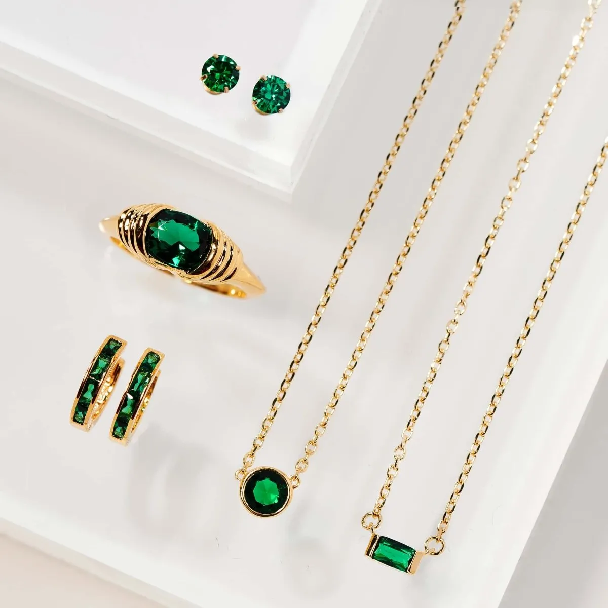 Gemstone Solitaire Necklace Emerald