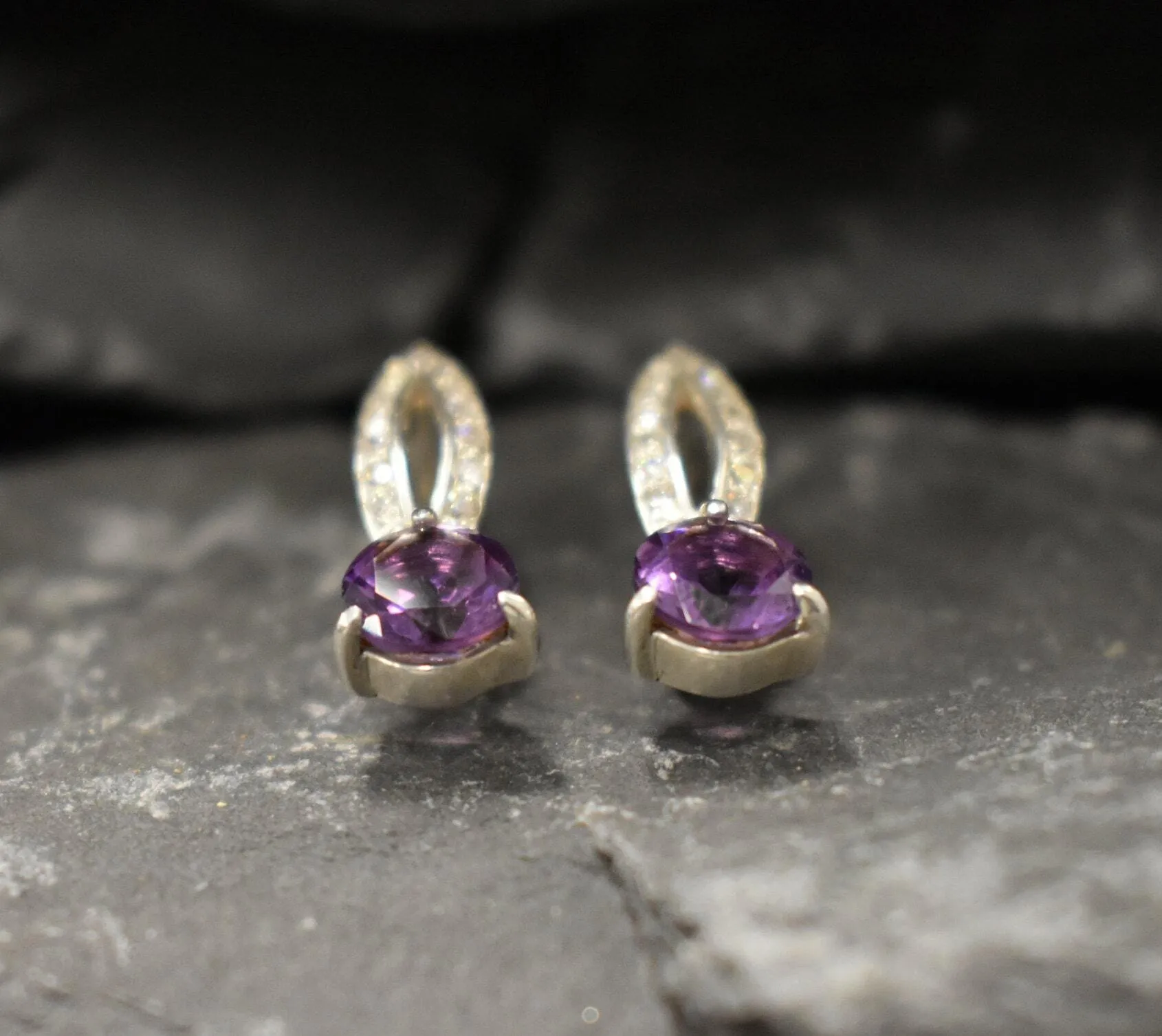 Genuine Amethyst Earrings - Long Purple Earrings - Violet Drop Earrings