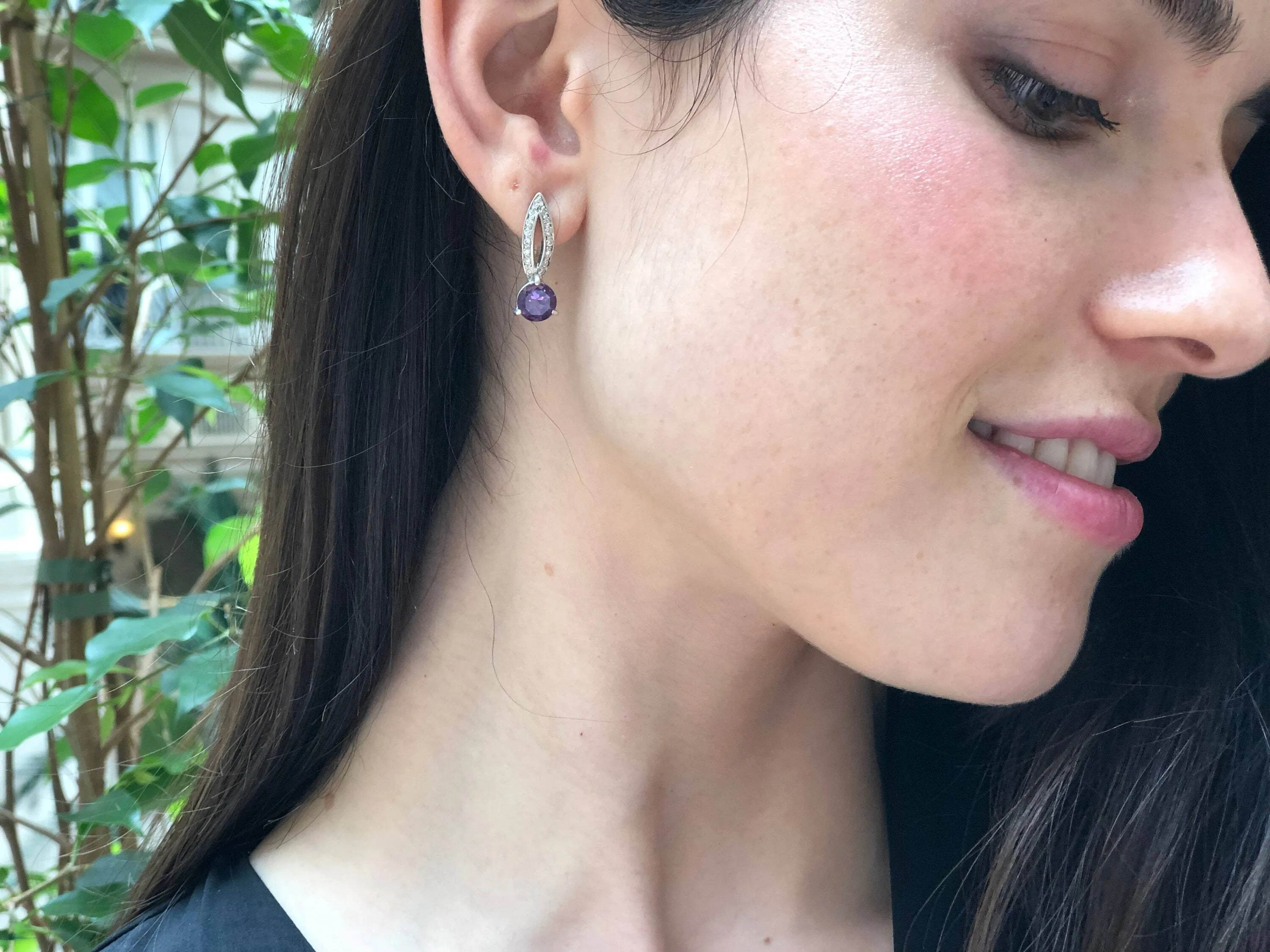 Genuine Amethyst Earrings - Long Purple Earrings - Violet Drop Earrings