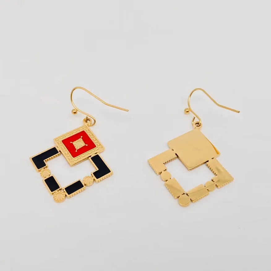 Geometric Square Earrings