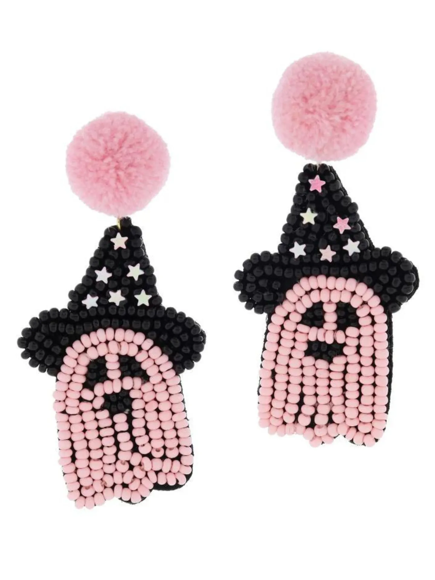 Ghost & Hat Pompom Earrings