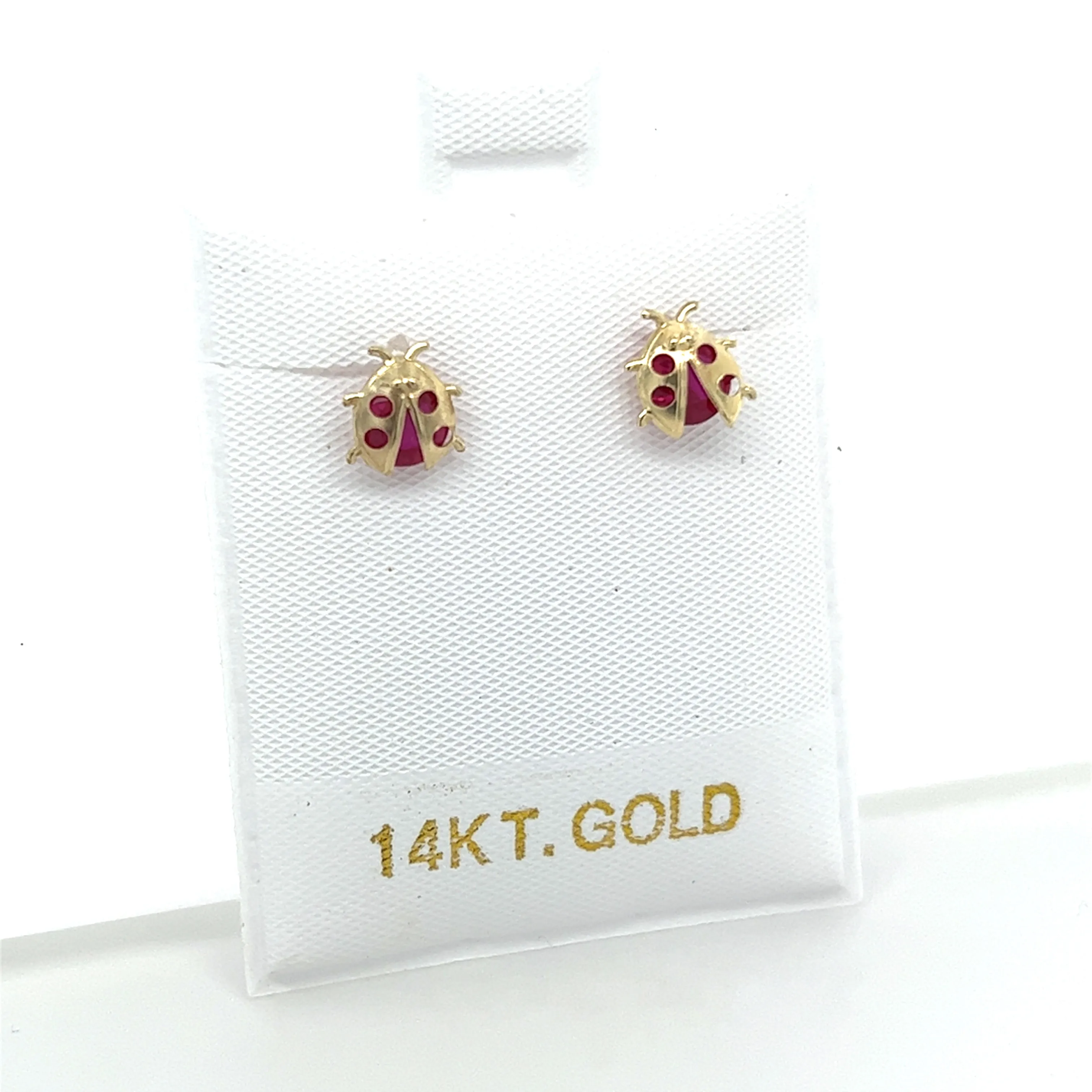 Gold and CZ Ladybug Studs