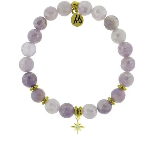 Gold Collection - Mauve Jade Stone Bracelet with Your Year Gold Charm