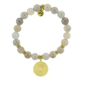 Gold Collection - Moonstone Stone Bracelet with Family Circle Gold Charm