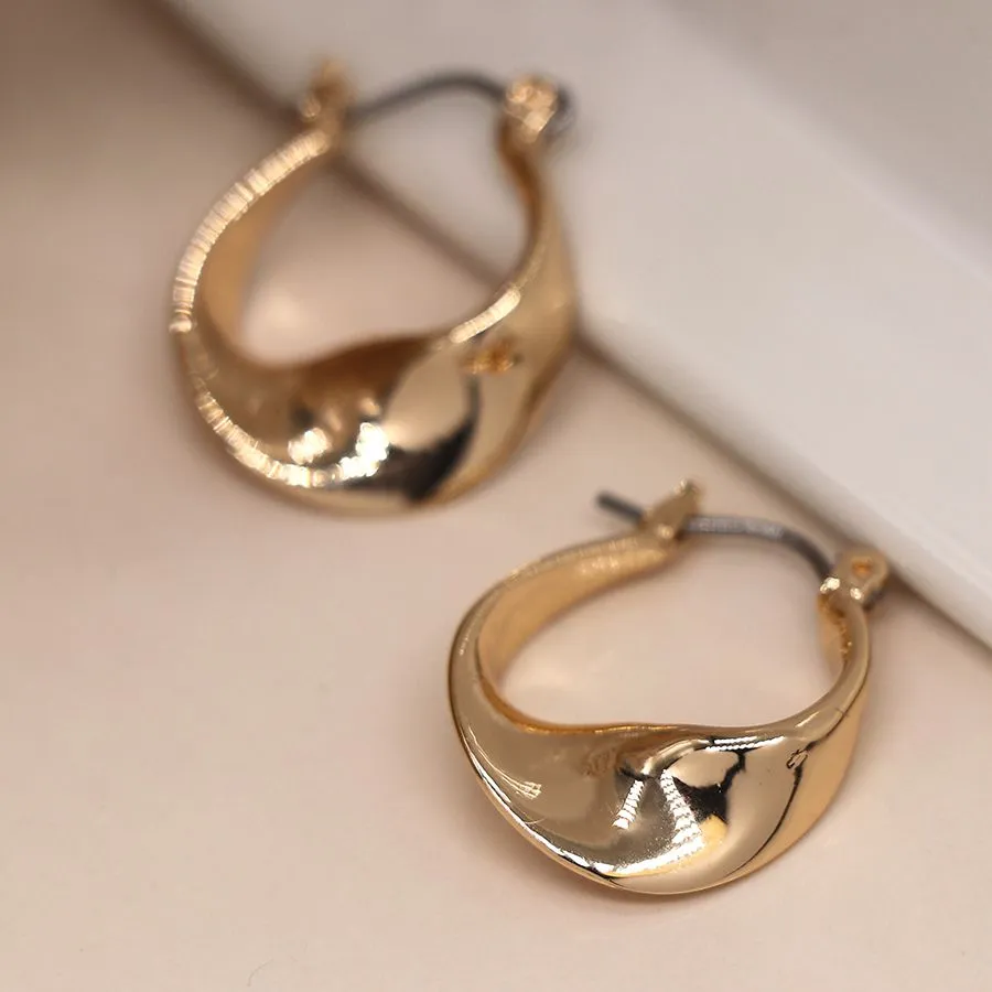 Gold Coloured Wave Hoop Earrings