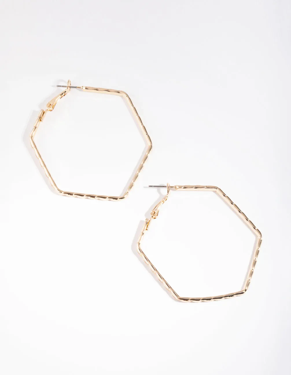 Gold Hexagon Hoop Earrings