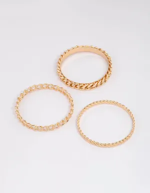 Gold Mixed Thick Chain Bangle Pack